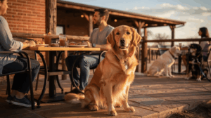 Dog resting on a dog-friendly restaurant patio in Oklahoma